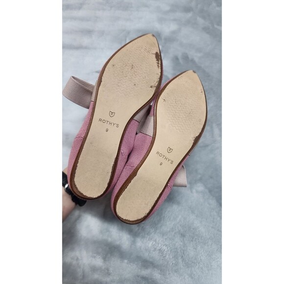 ROTHY’S Mary Jane The Bow Flat Pointed Toe Shoes Pink Rosebud Sz 9 - Picture 5 of 6